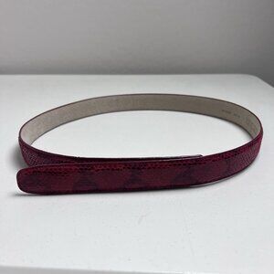Terry Stack Red Italian Leather Hook & Loop Belt Womens Size Large‎ NO BUCKLE